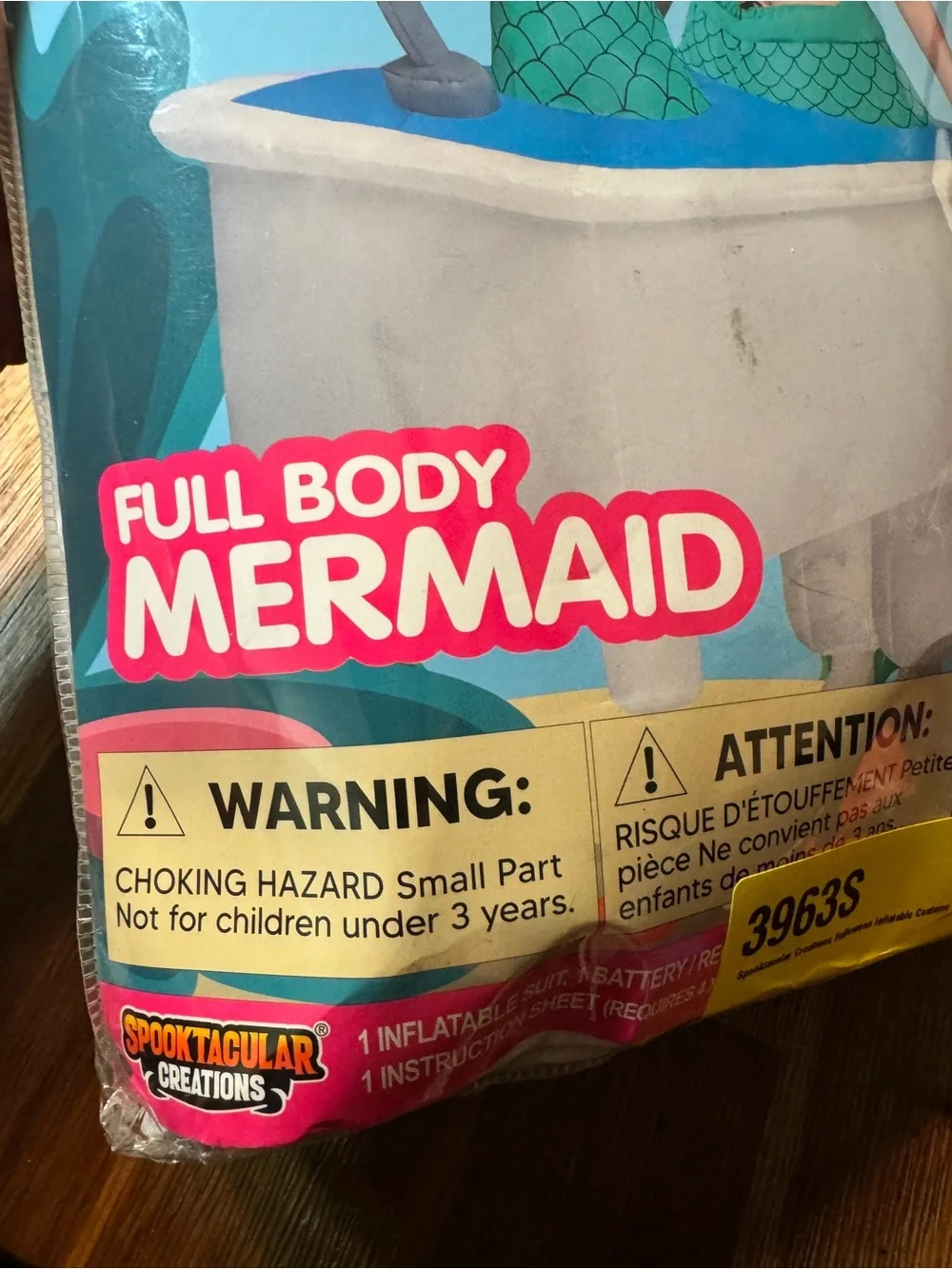 NWT - Puff Me Up Inflatable Mermaid in Bathtub Costume Child 7–10